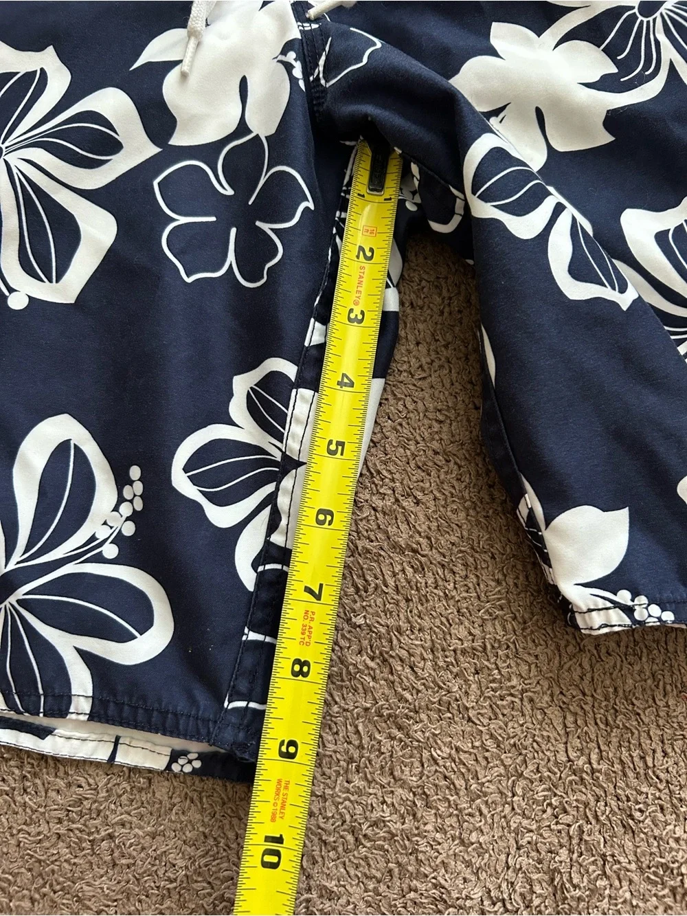 Joe Boxer Y2K White and Navy Hibiscus Swim Trunks